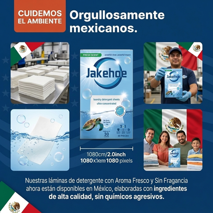 Washly™ láminas de detergente ultra concentrado, sin químicos agresivos.