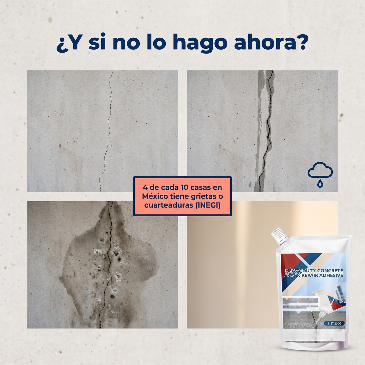 Concretix™ Sella y repara grietas de concreto en minutos
